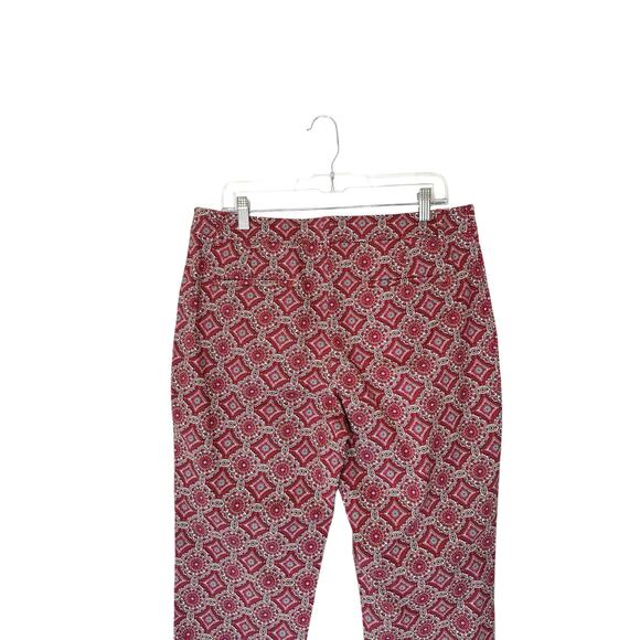 Talbots Pink White Medallion Paisley Office Work Career Crop Dress Pants Size 12 - Picture 7 of 11
